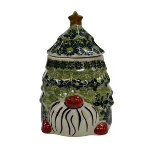 Gnome Christmas tree ceramic container with lid (A523 D49) 