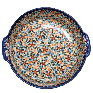 Round ceramic platter with handles (A525 D54)    