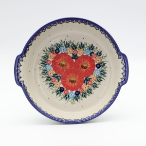 Round ceramic platter with handles (A525 D60)          