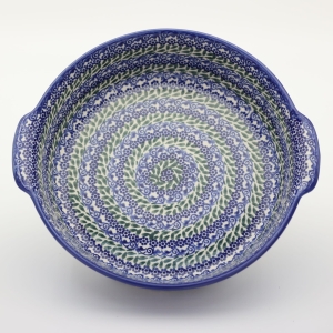 Round ceramic platter with handles (A525 D75)