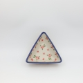 Triangle bowl Bolesławiec ANDY Ceramika, pattern D141 – hand-painted Polish pottery with unique geometric blue design.