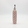 Round olive oil bottle with pourer A539 D139 – hand-painted Bolesławiec pottery, practical and decorative for the kitchen.