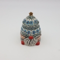 Ceramic container Gnome Christmas tree with lid A523 D62 – hand-painted Bolesławiec pottery in the shape of a gnome and Christmas tree, decorative and practical for storing small items or sweets.