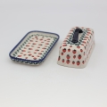Butter dish OSEŁKA A399 D139 – hand-painted Bolesławiec pottery, perfect for storing and serving butter.