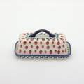 Butter dish OSEŁKA A399 D139 – hand-painted Bolesławiec pottery, perfect for storing and serving butter.