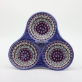 Triple serving tray A365 D21 – hand-painted Bolesławiec pottery, perfect for serving snacks, cheeses, and appetizers.