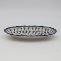 Small embossed platter A260 D14 – hand-painted Bolesławiec pottery, perfect for serving appetizers, desserts, and fruit.