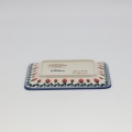 Rectangular hand-painted sushi plate from Bolesławiec pottery.