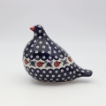 Hand-painted Bolesławiec ceramic pigeon figurine.
