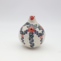 Hand-painted Bolesławiec ceramic pigeon figurine.