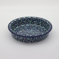 Round ceramic baking dish from Boleslawiec, authentic Polish pottery, hand painted stoneware cookware, handmade artisan ceramic dish for oven, microwave and dishwasher.