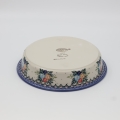 Round ceramic baking dish from Boleslawiec, authentic Polish pottery, hand painted stoneware cookware, handmade artisan ceramic dish for oven, microwave and dishwasher.