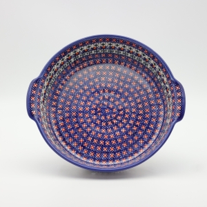 Round ceramic platter with handles (A525 D21)