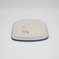 Handmade Bolesławiec ceramic serving platter featuring traditional Polish pottery stamp designs.