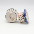 Classic Polish ceramic French butter dish from Bolesławiec, ideal as a thoughtful handmade gift.