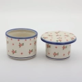 Authentic Polish pottery water butter dish from Bolesławiec – keeps butter fresh and spreadable without refrigeration.