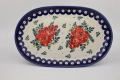 Authentic Polish pottery oval platter from Bolesławiec – perfect for serving appetizers, meats, and side dishes.