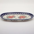 Authentic Polish pottery oval platter from Bolesławiec – perfect for serving appetizers, meats, and side dishes.