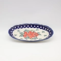 Authentic Polish pottery small embossed platter from Bolesławiec – perfect for appetizers and side dishes.