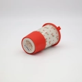 Handmade Bolesławiec ceramic travel mug with silicone lid featuring traditional Polish pottery patterns.