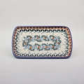 Authentic Polish pottery rectangular serving dish from Bolesławiec – perfect for appetizers, desserts, and meats.