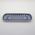 Handcrafted Bolesławiec rectangular ceramic tray made from high-quality, heat-retentive Polish clay.