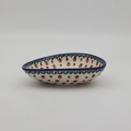 Hand-painted traditional stamped pattern on authentic Bolesławiec stoneware bowl.