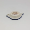 Handcrafted Bolesławiec ceramic tea bag holder with traditional hand-painted pattern.