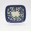 Handcrafted rectangular Bolesławiec ceramic platter.