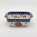 Small square ceramic dish ANDY featuring a vibrant hand-painted pattern.