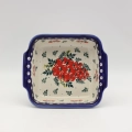 Small square ceramic dish ANDY featuring a vibrant hand-painted pattern.