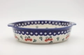 Round ceramic serving dish with handles, perfect for baked meals, snacks, and appetizers.