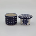 Water butter keeper in ceramic, keeping butter soft, spreadable, and fresh at room temperature.