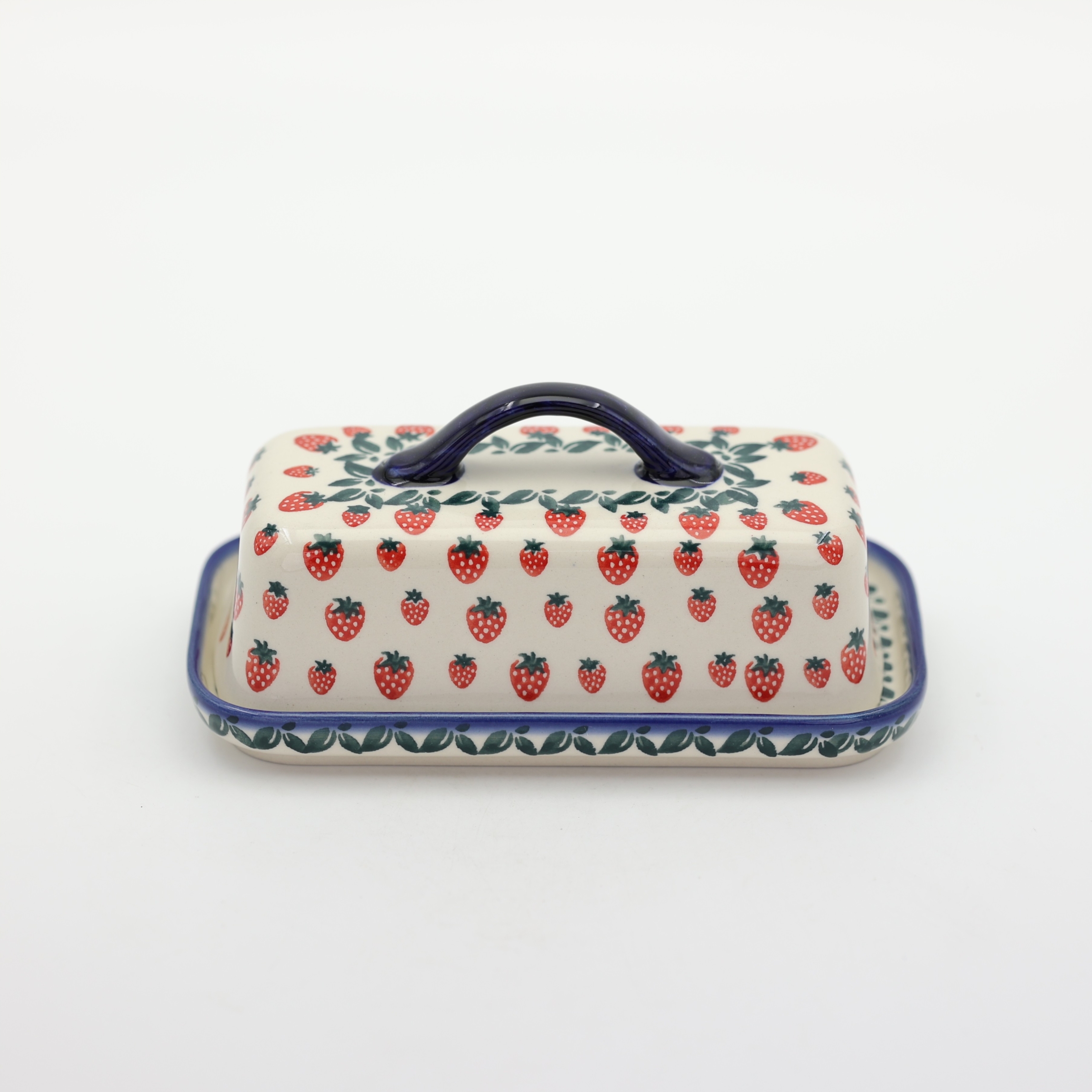 Butter dish OSEŁKA A399 D139 – hand-painted Bolesławiec pottery, perfect for storing and serving butter.