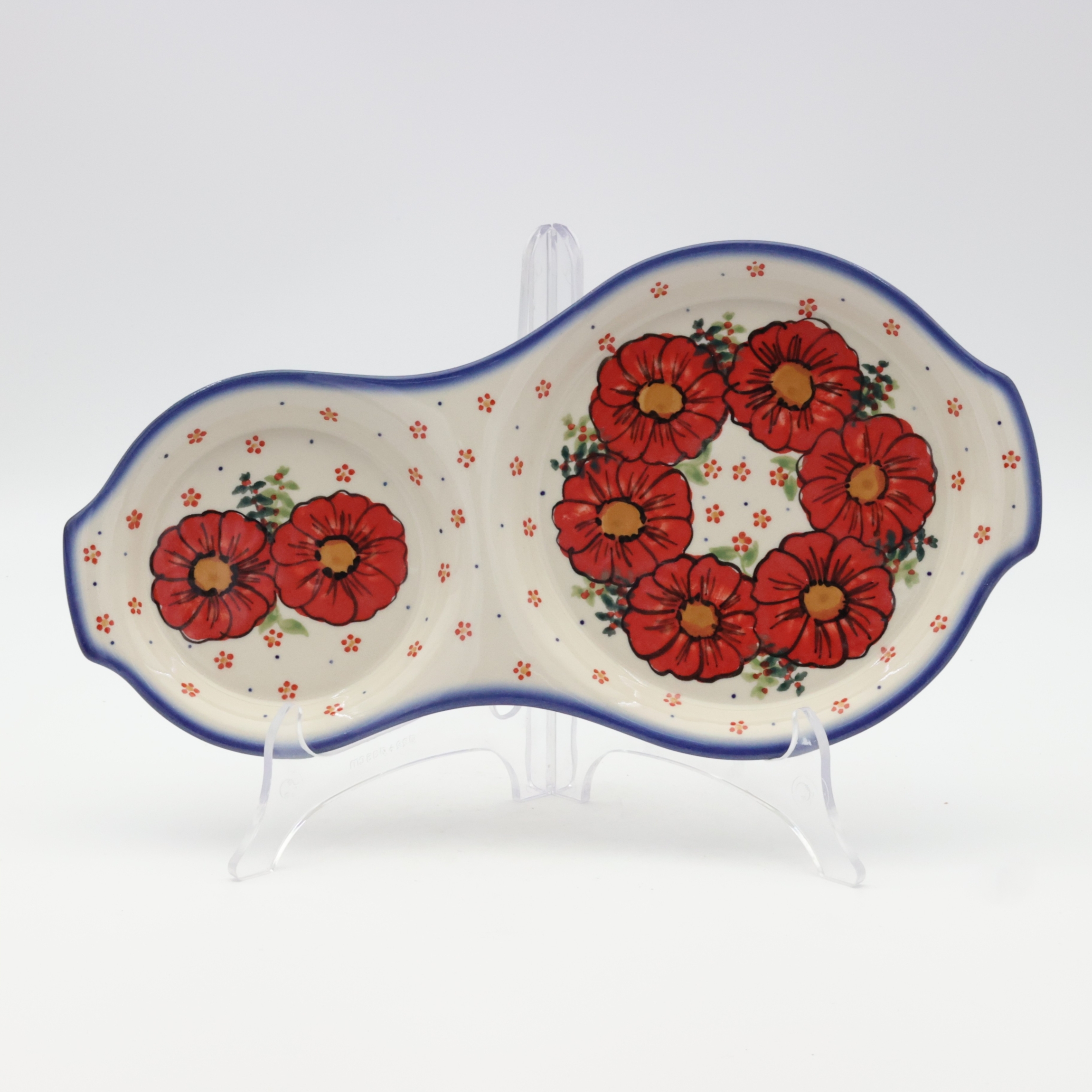 Hand-painted ceramic breakfast tray from Bolesławiec pottery.