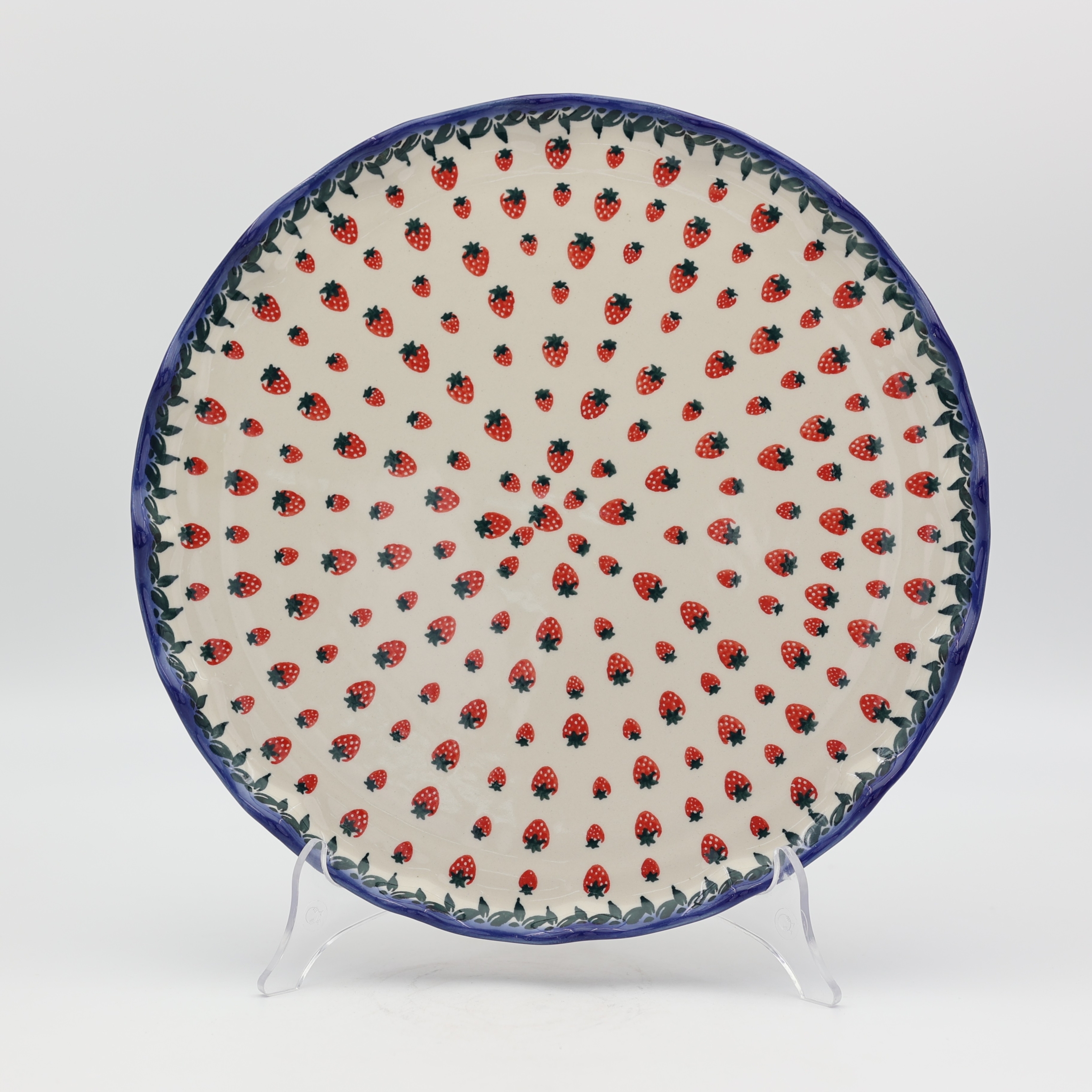 Boleslawiec ceramic platter FALA 32.5 cm, large hand-painted Polish pottery plate.