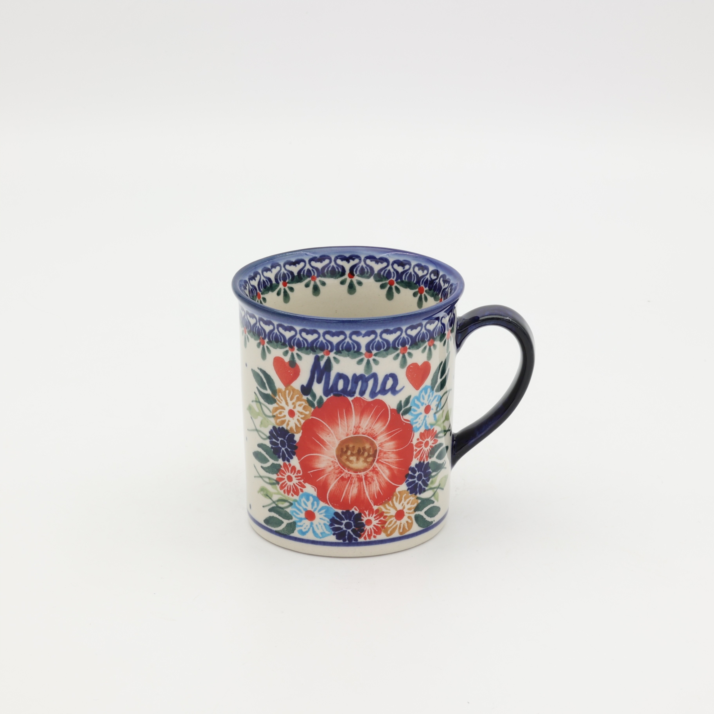 Hand-painted MARS mug with the word MAMA made from traditional Bolesławiec pottery. A perfect gift for moms for everyday use and special occasions.