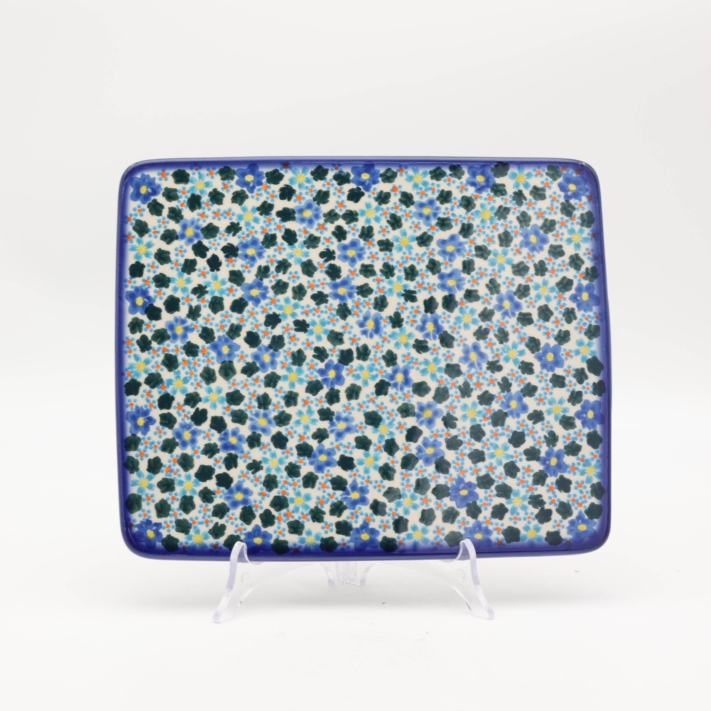Handcrafted Bolesławiec ceramic serving tray.