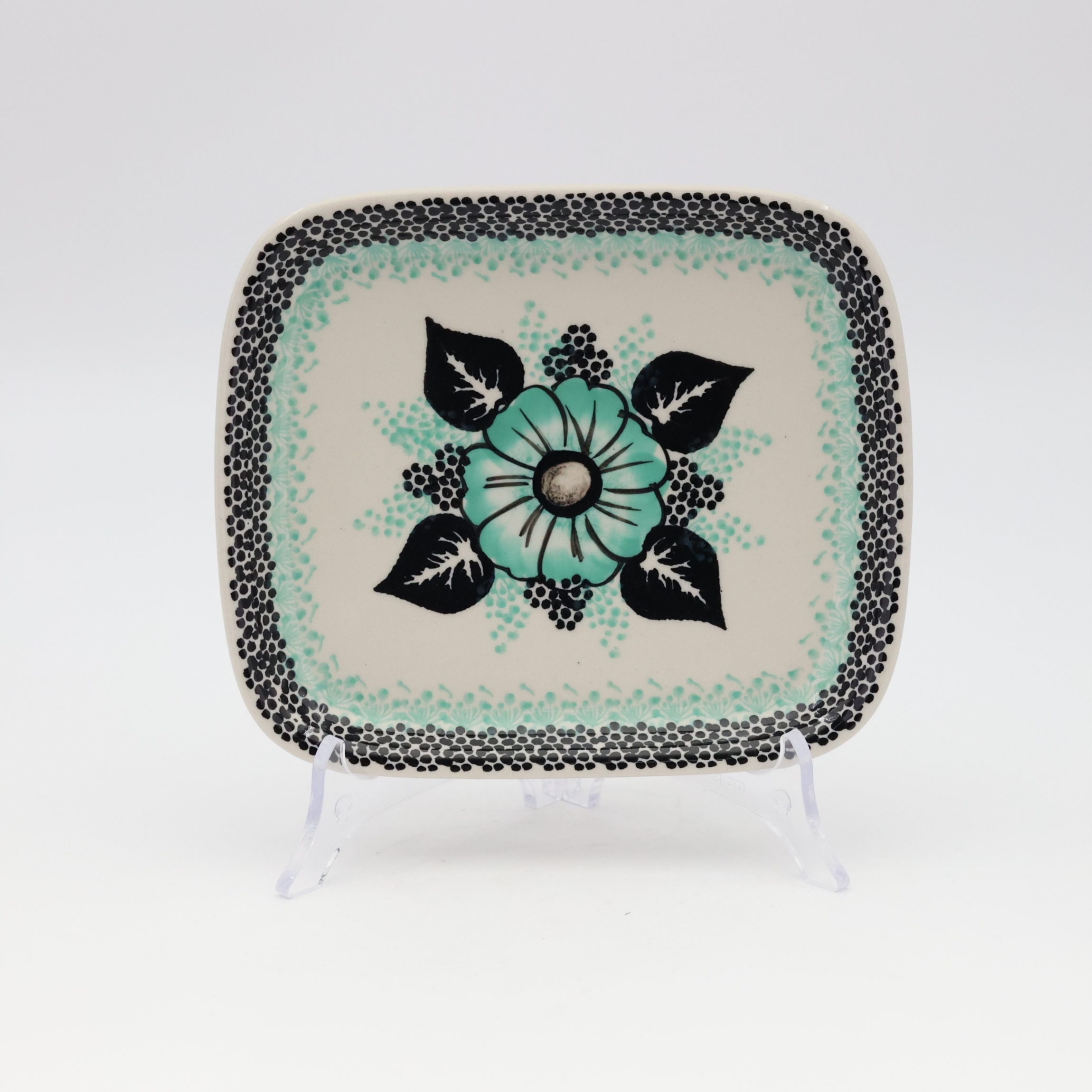 Traditional Bolesławiec stoneware rectangular tray.