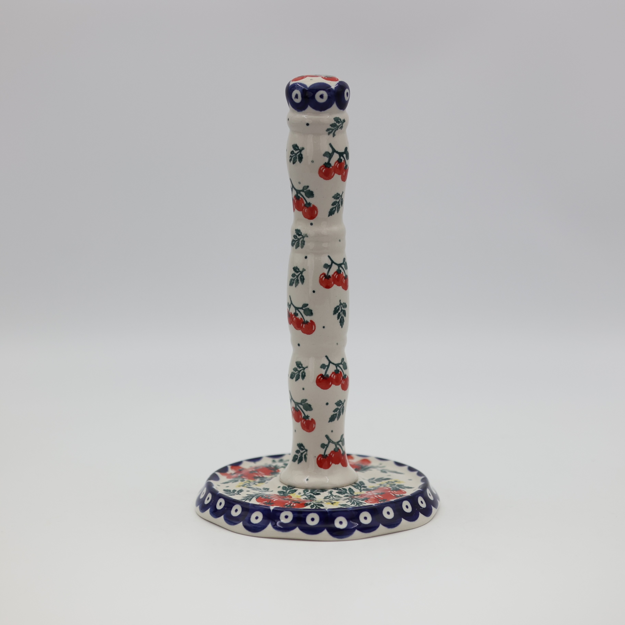 Traditional stoneware paper towel holder made of durable Polish pottery.